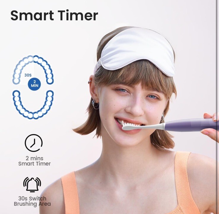 Electric Toothbrush for Adults with 6 Soft Brush Heads & Travel Case