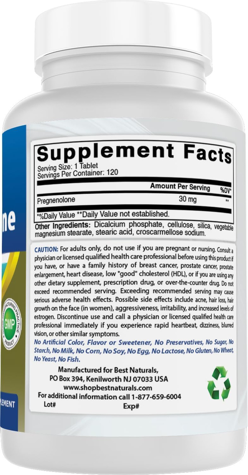 Pregnenolone 30mg – 240 Tablets Total (Pack of 2) for Hormonal Support