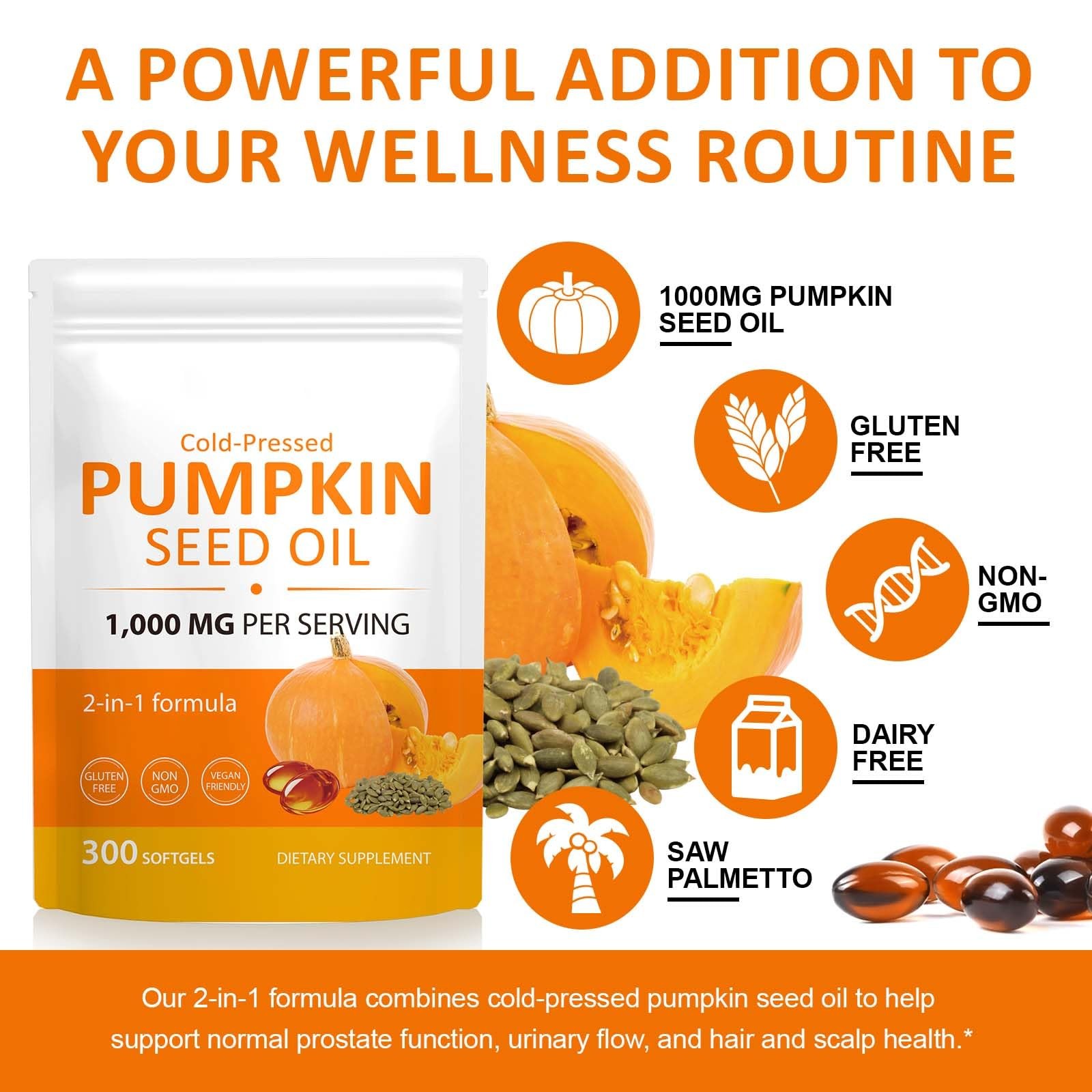 Liefiet Pumpkin Seed Oil Capsules 1000Mg Per Serving Cold Pressed Pumpkin Seed