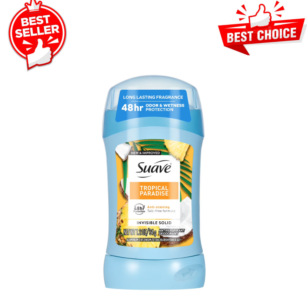 Suave Women’s Antiperspirant Deodorant Stick 48H Tropical Paradise, 1.2oz Travel
