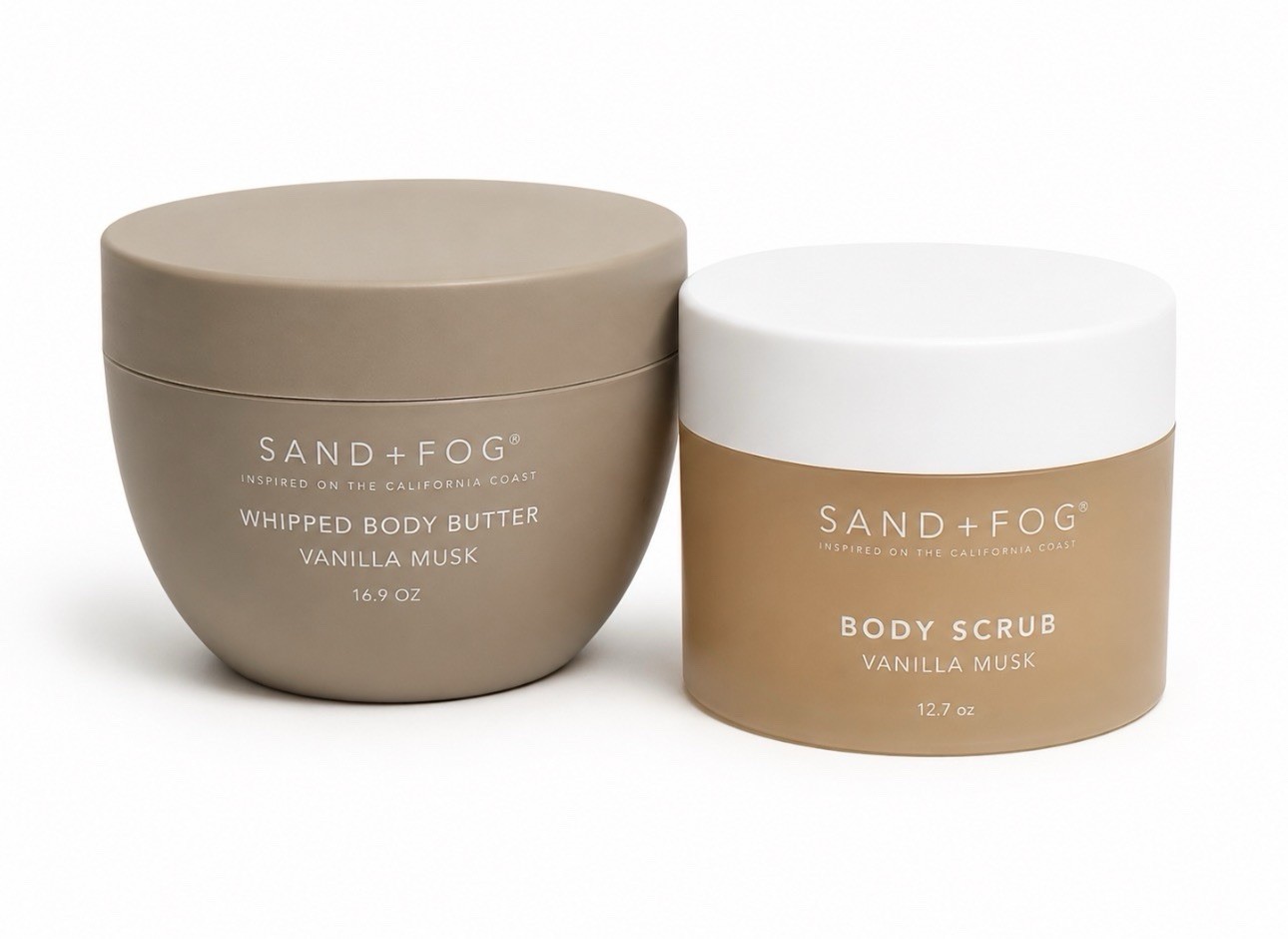 SAND+FOG Vanilla Musk Body Scrub 12.7 oz + Body Butter 16.9 oz Set