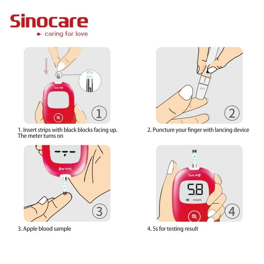 SINOCARE SAFE AQ Blood Glucose Test STRIPS | LONG EXPIRY | FREE SHIPPING