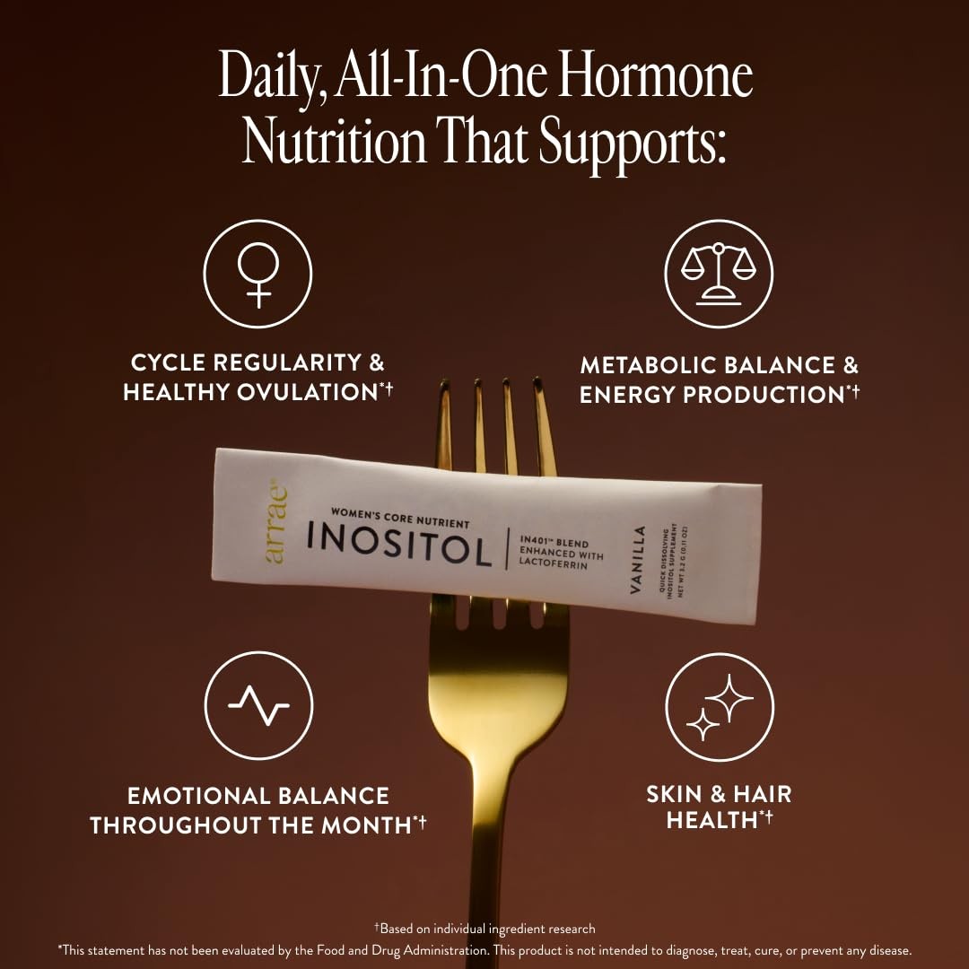 Inositol Supplement Women Hormonal Balance 30 Pack 3.39oz Arrae Supports Healthy