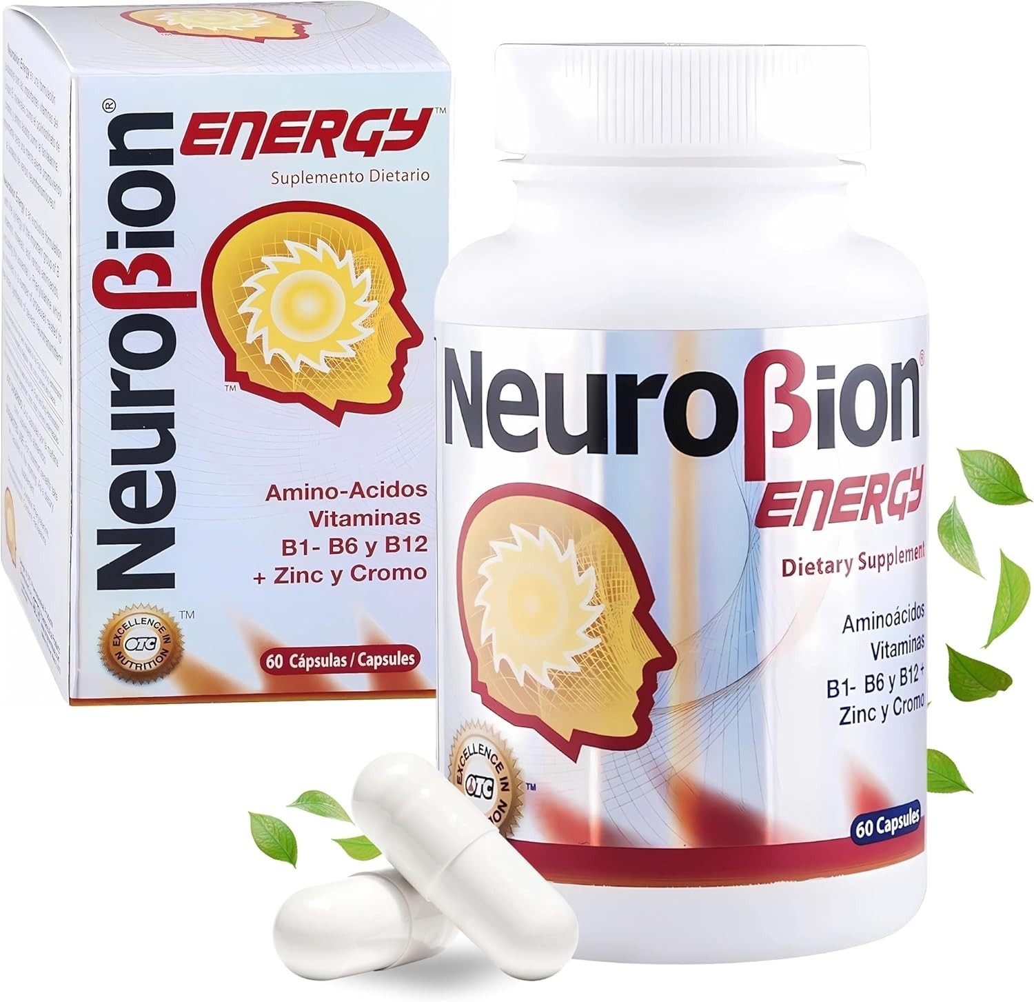 60 Unflavored Amino Acid & Vitamin B Capsules for Enhanced Stamina & Alertness