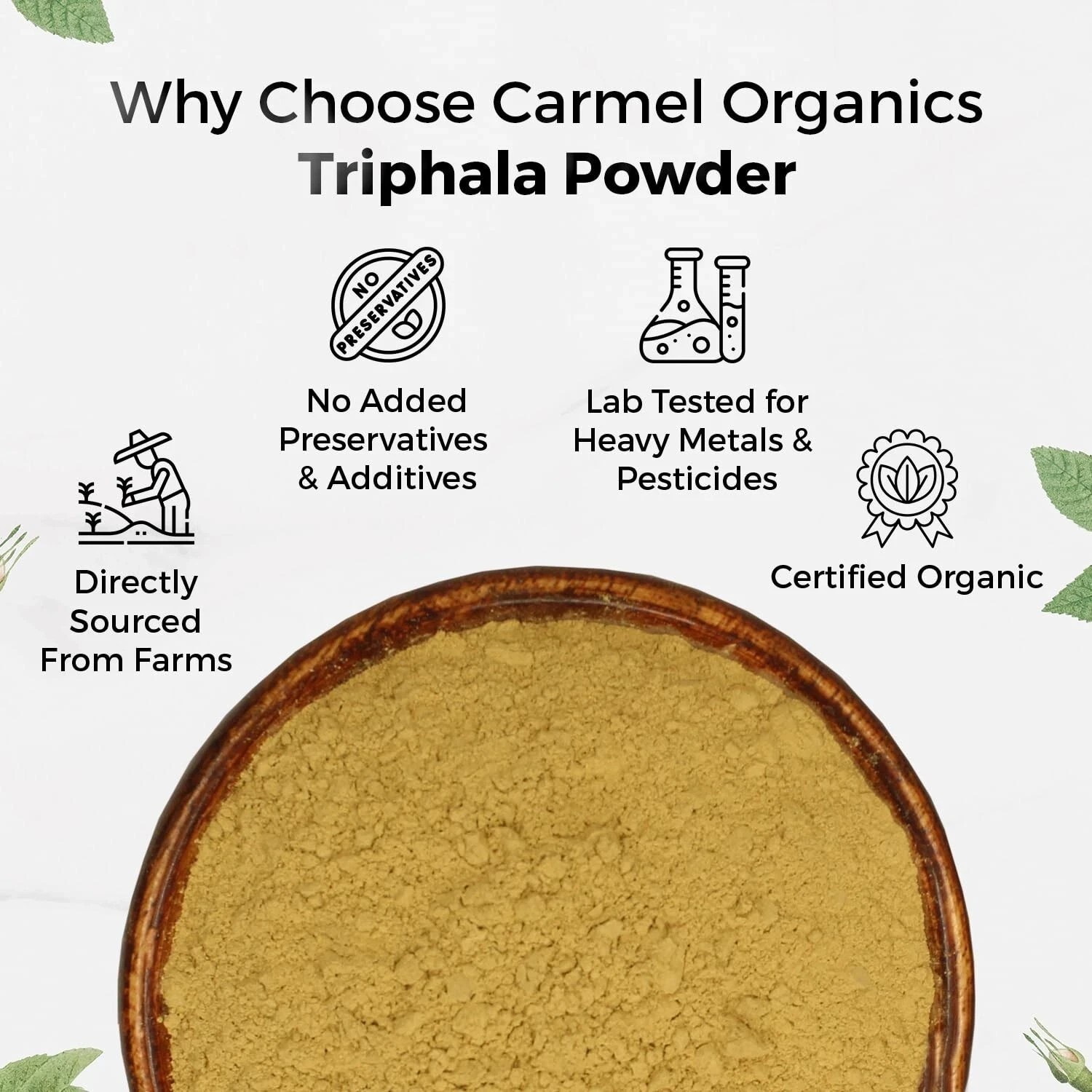 CARMEL ORGANICS Triphala Fruits Powder Helps Relieve Constipation 100g