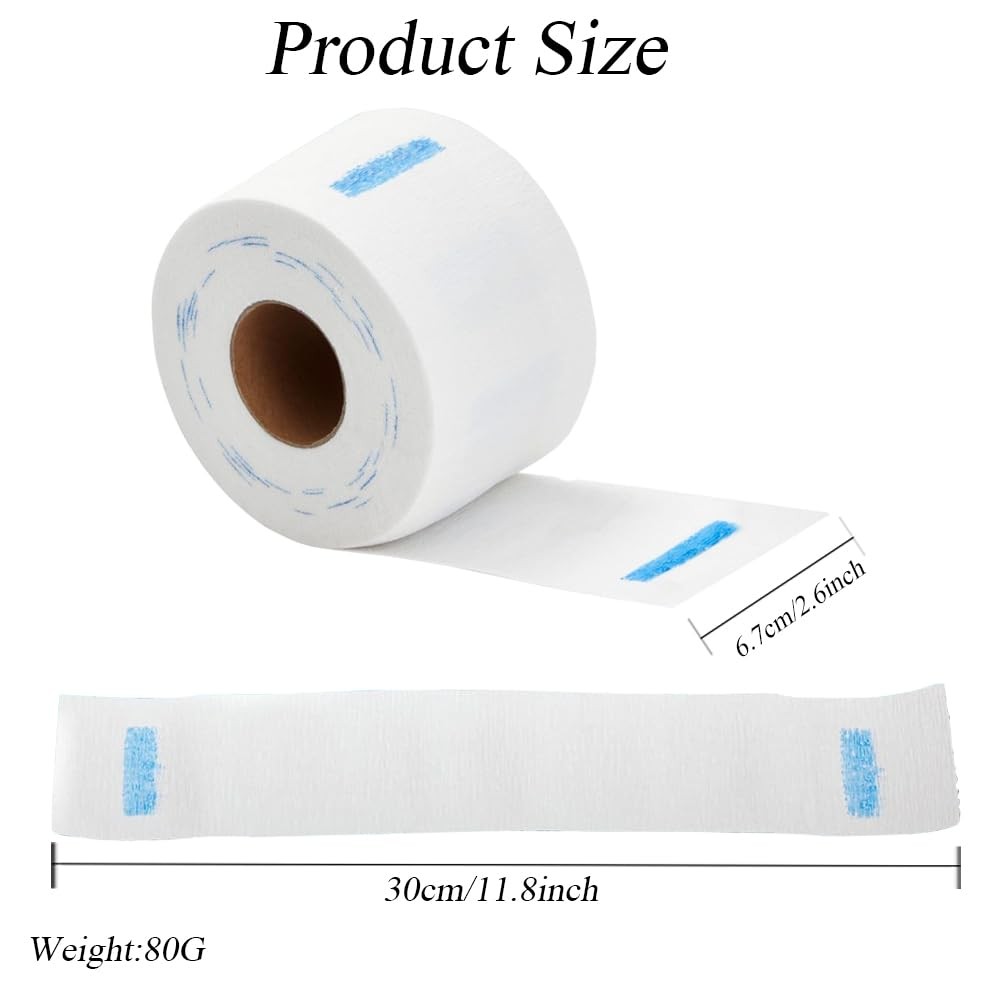 2 Rolls White Disposable Barber Paper Neck Strips Stretchy Paper Neck Band Barbe