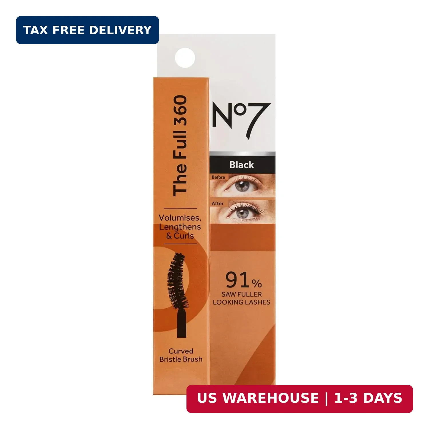 No7 The Full 360 Mascara – Black – Volumizing, Lengthening Mascara for Full, Lon