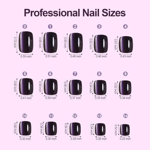 150Pcs Cat Eye Press on Nails Short Square, Plauva Soft Cat Eye-2 Short Square