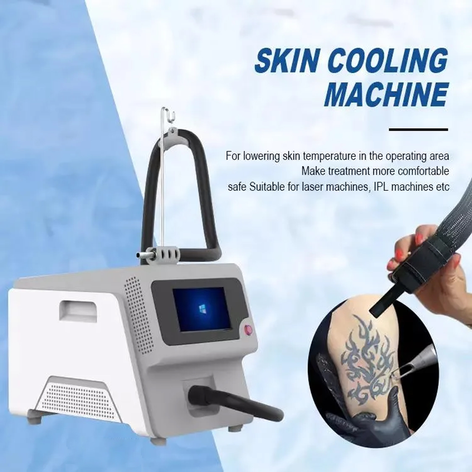 Cryo Skin Cooling Machine Cold Air System 808nm Diode Laser Tattoo Removal IPL