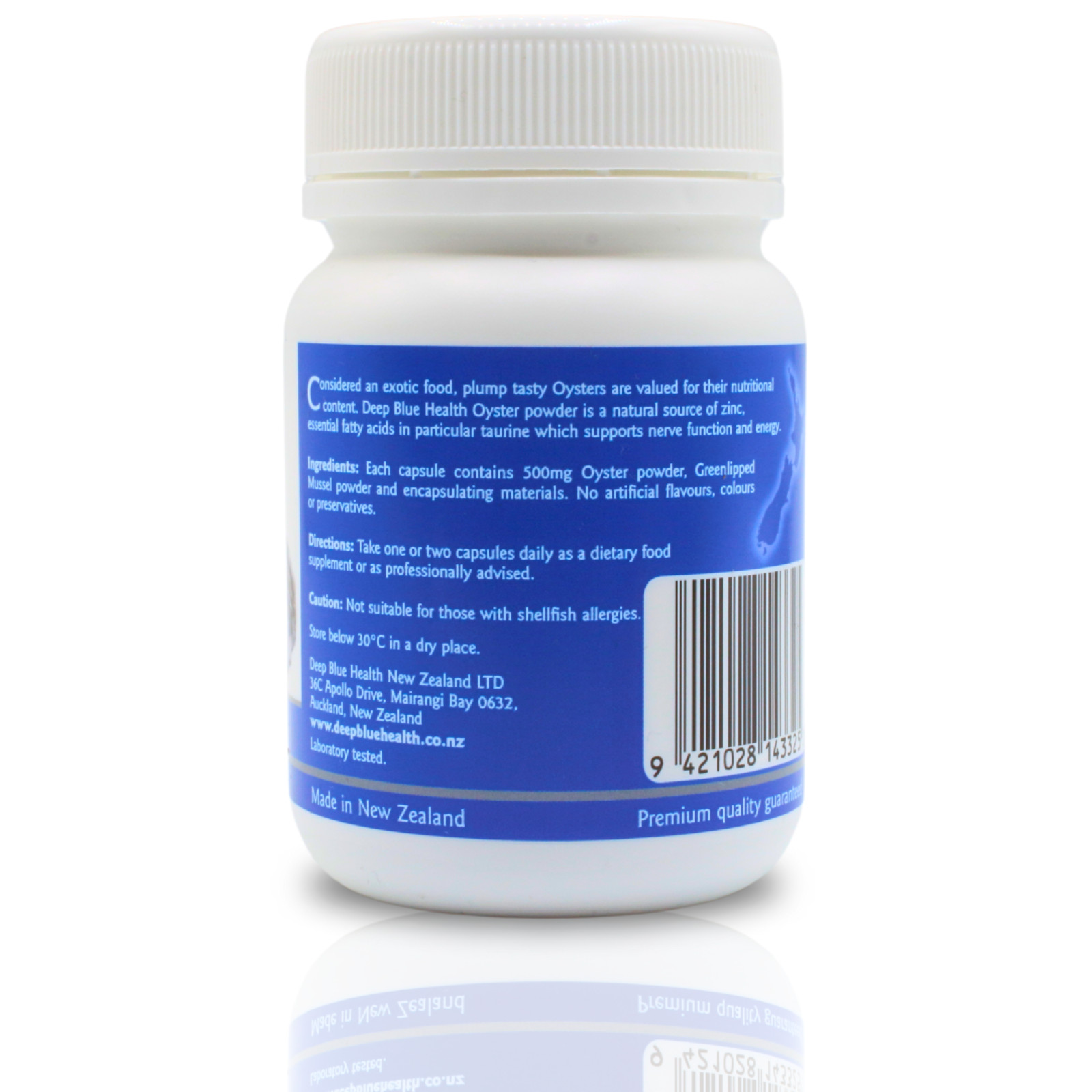 New Zealand Oyster Extract Powder Zinc Libido Supplement – 500mg x 100 Capsules