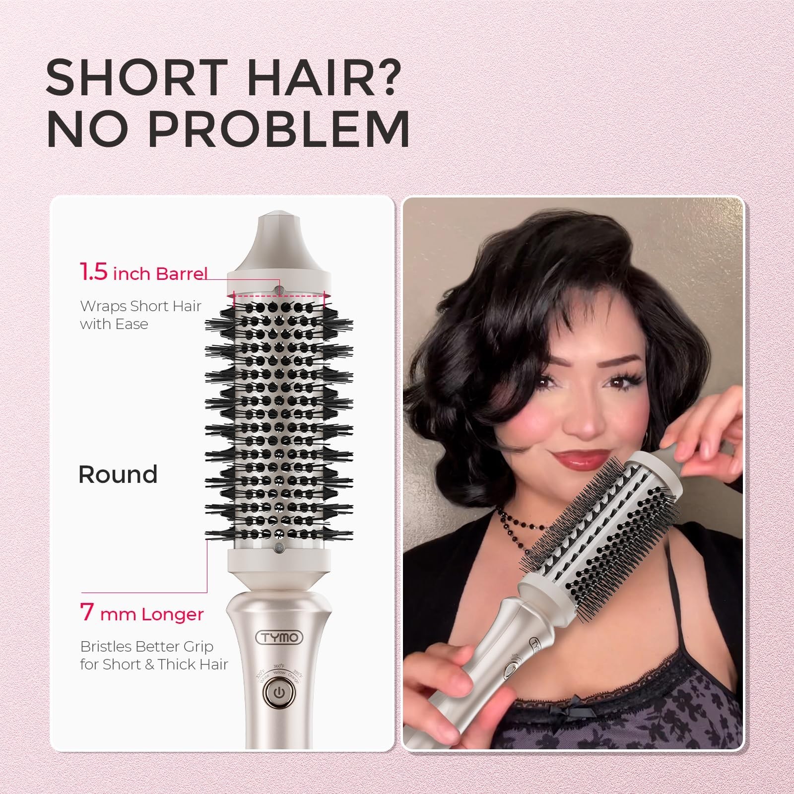 1.5″ Thermal Curling Brush & Blowout Volumizer – 2-in-1 Hair Straightener & Curl