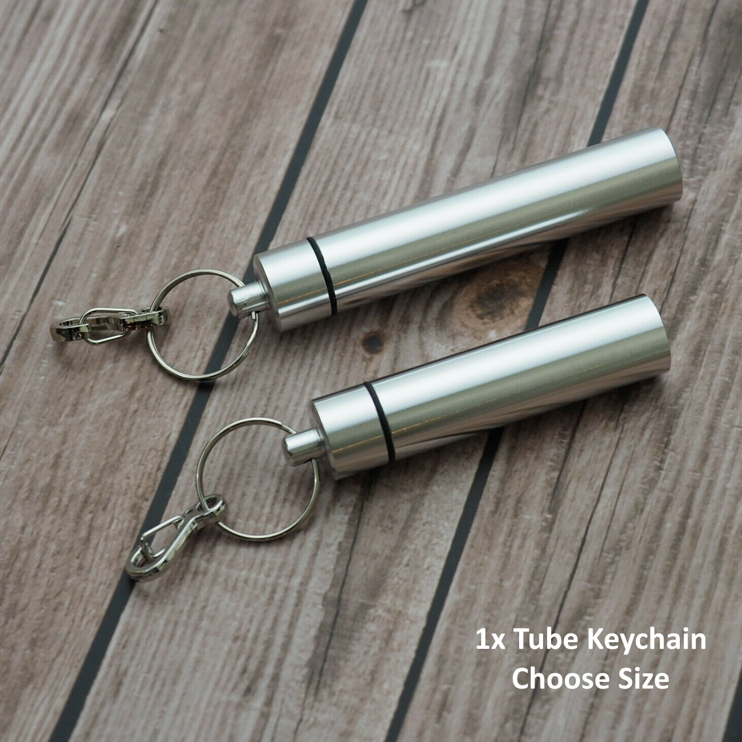 Waterproof Aluminum Pill Container Capsule Bottle Keychain Over 3″ Long – Choose