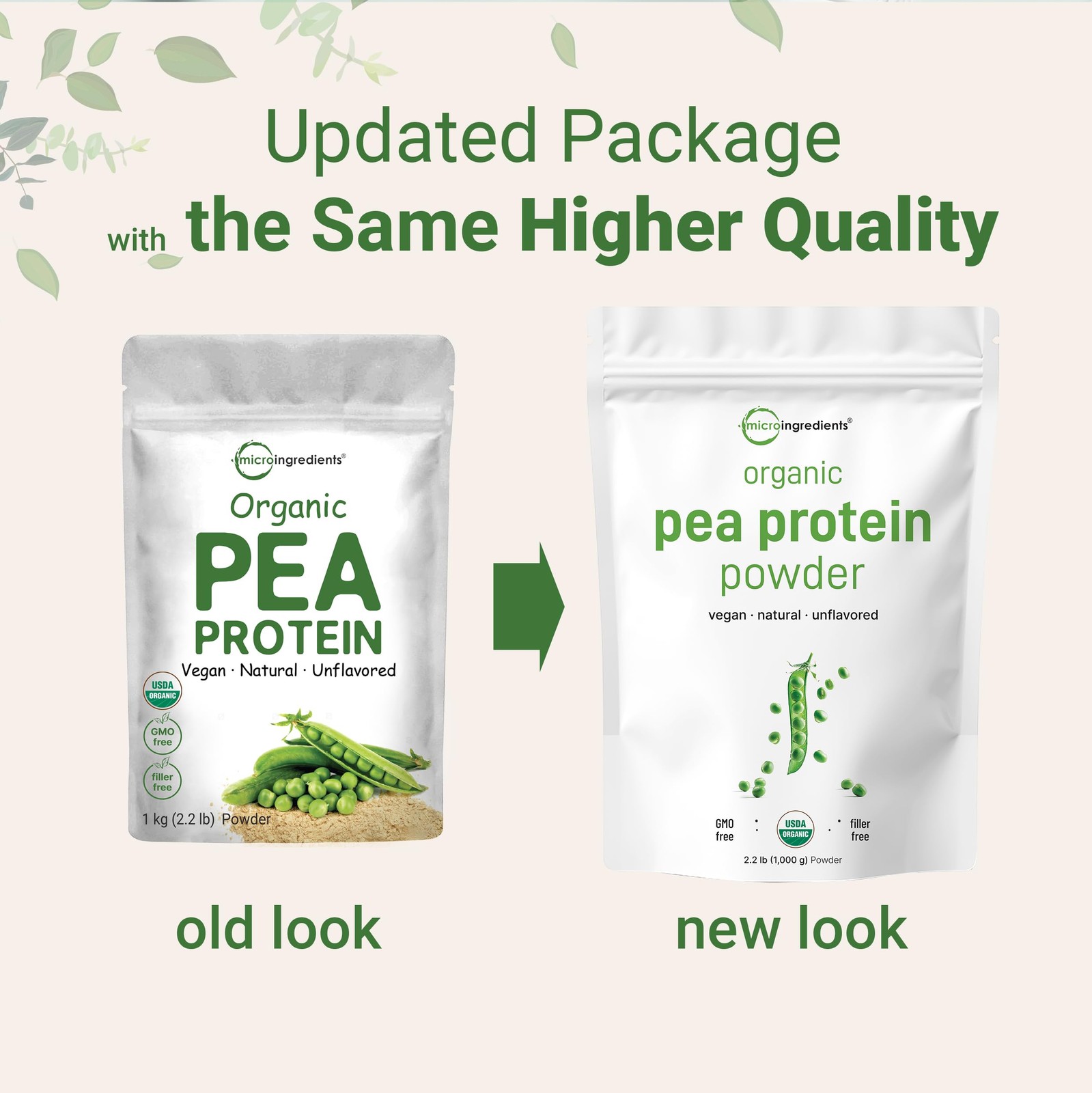 North America Grown, Organic Pea Protein Powder, 1KG 2.2 Pound (Pack of 1)