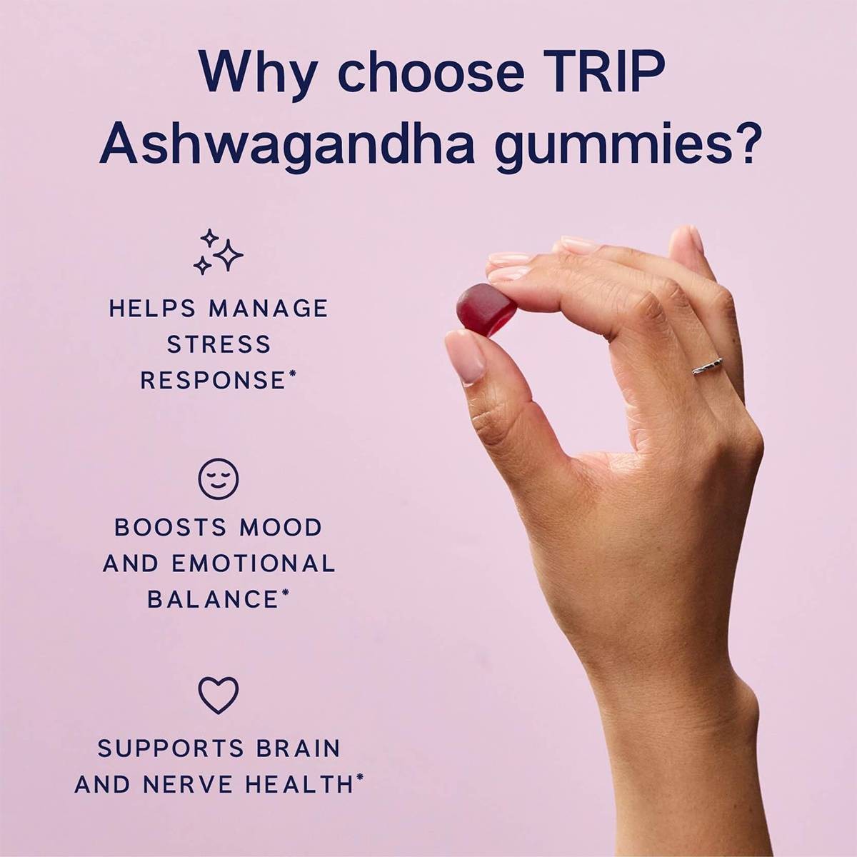 TRIP Ashwagandha Stress Relief Gummy Vitamins – Cherry Flavor – 60ct
