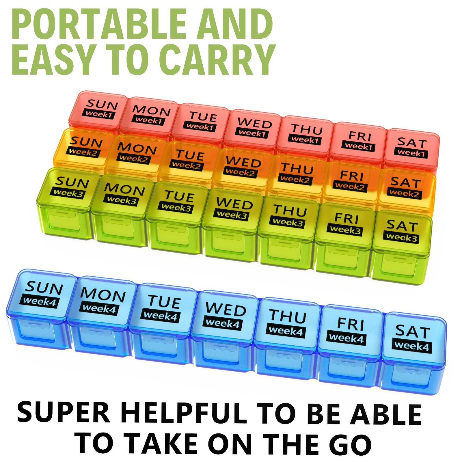 Monthly Pill Organizer 1 Time a Day Pill Box Weekly Dust Proof XL-Large Clear