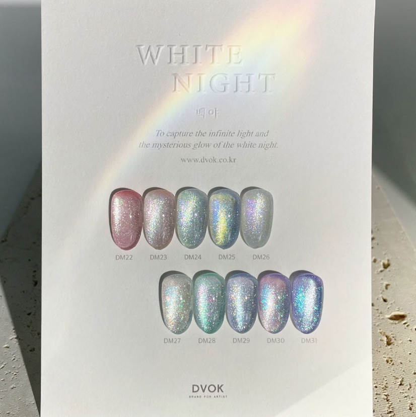 DVOK White Night Magnet Gel Polish Aurora Cat Eye Nail Gel K-Beauty