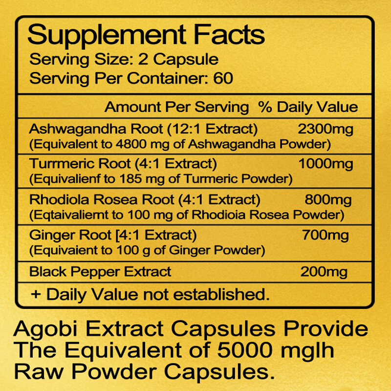 Organic Ashwagandha Capsules 5000MG with Black Pepper Root Powder 120 Capsules