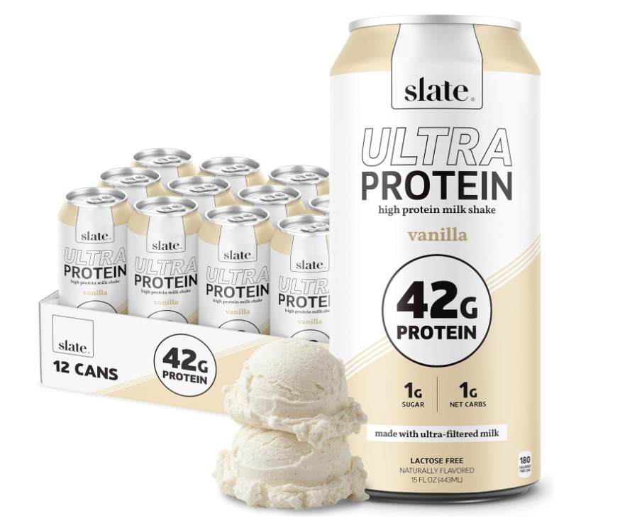 Slate Milk Ultra Protein Shake Vanilla 42g 15oz 12 Pack Low Sugar