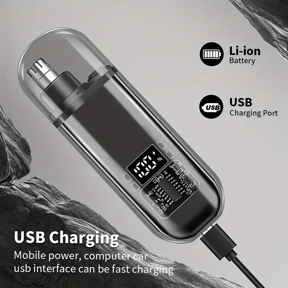 USB C Nose Ear Hair Trimmer Men Rechargeable Portable Grooming Clipper Kit