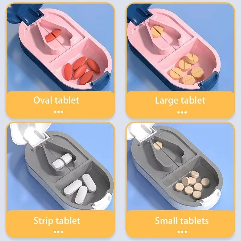 New PILL CUTTER Splitter Half Storage Compartment Box Medicine Tablet Holder.