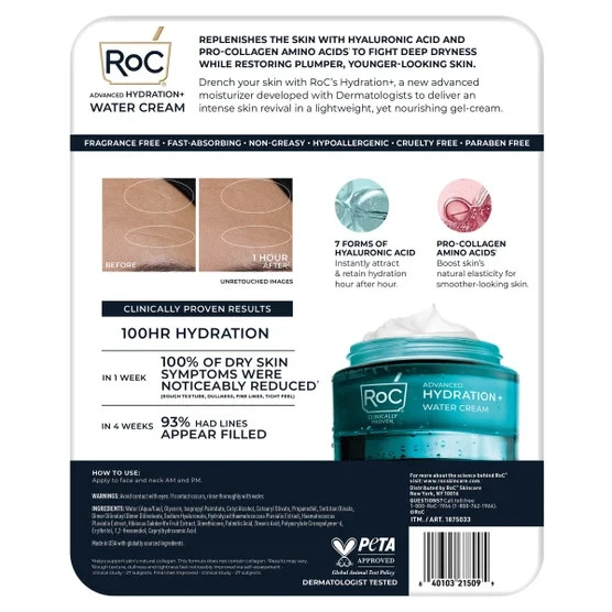 ROC Advanced Hydration + Water Cream, 1.7 oz, 2-pack