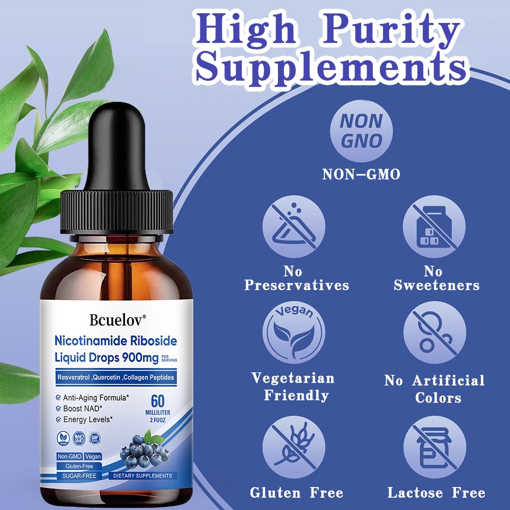 Nicotinamide Riboside Liquid Drops NAD Resveratrol For Anti-Aging Skin Brain