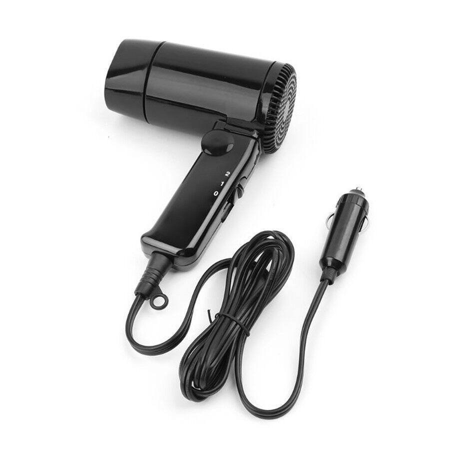 Portable 12V Car Hair Dryer Window Defroster Cigarette Lighter Plug Hot & Cold