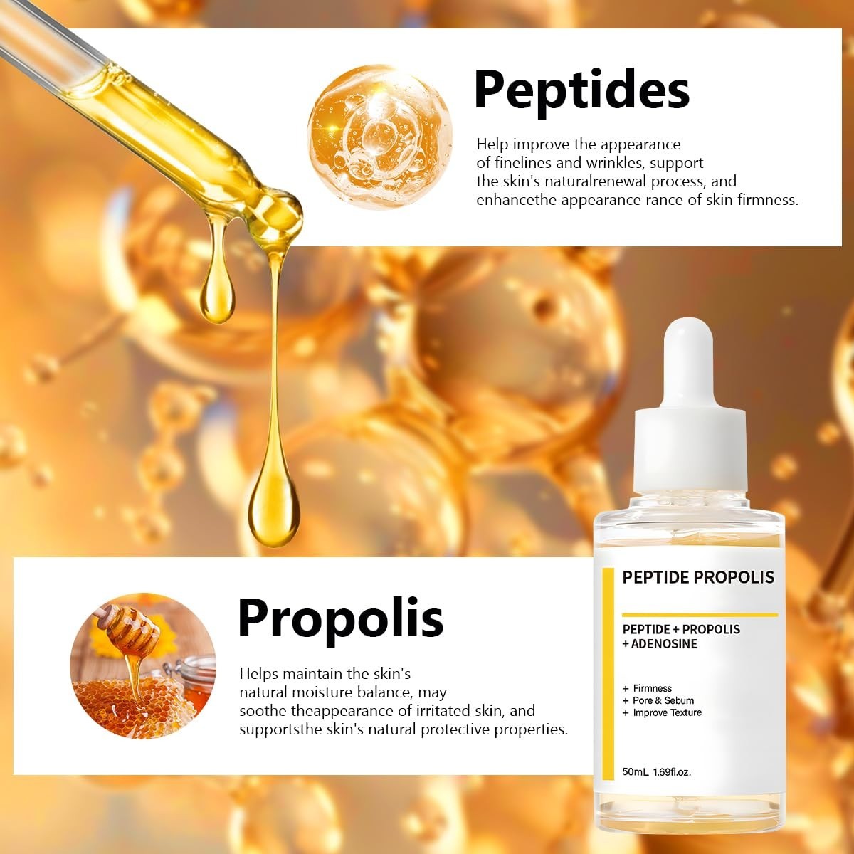 2PCS Hydration & Wrinkle Renewal Serum, with Peptide Propolis Complex,Reduces…