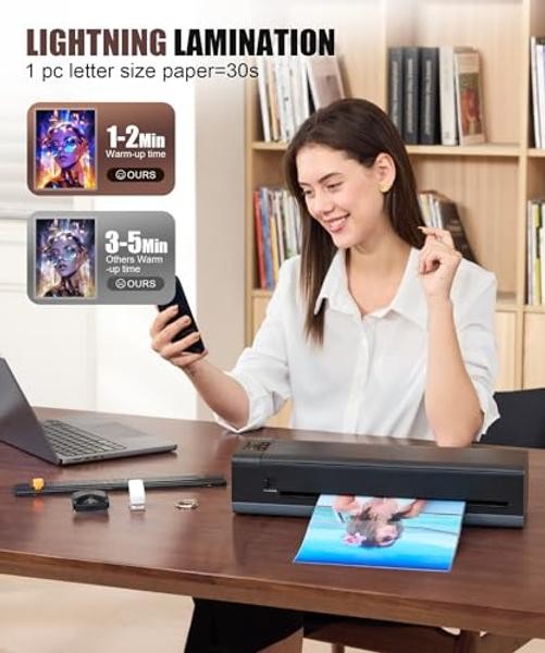 13 Inch Laminator Machine, A-3 9-in-1 Thermal Laminator with Sheets for Hot &