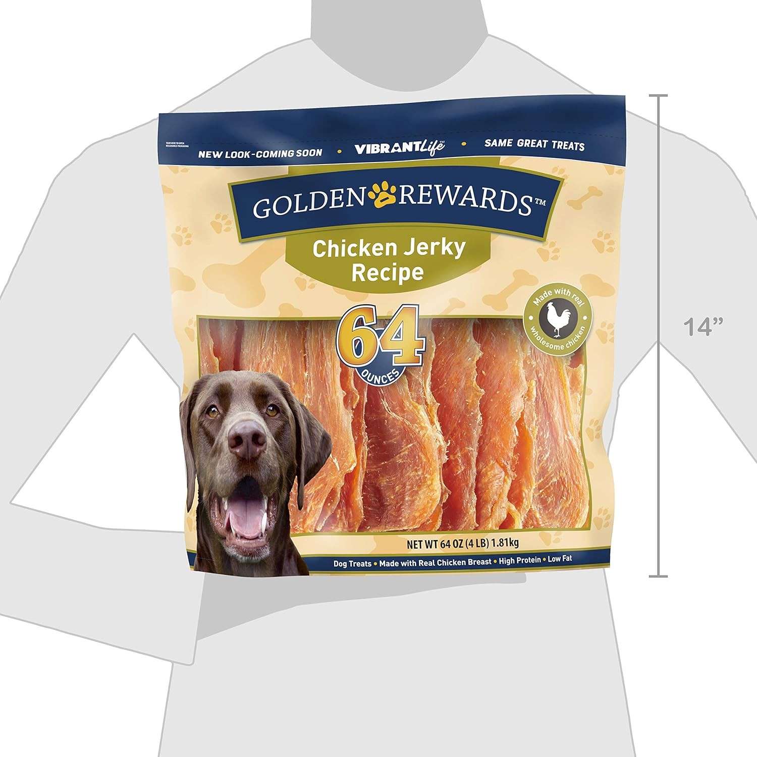 Golden Rewards Jerky Recipe Dog Treats (Chicken Jerky,64 oz,1 Pack)