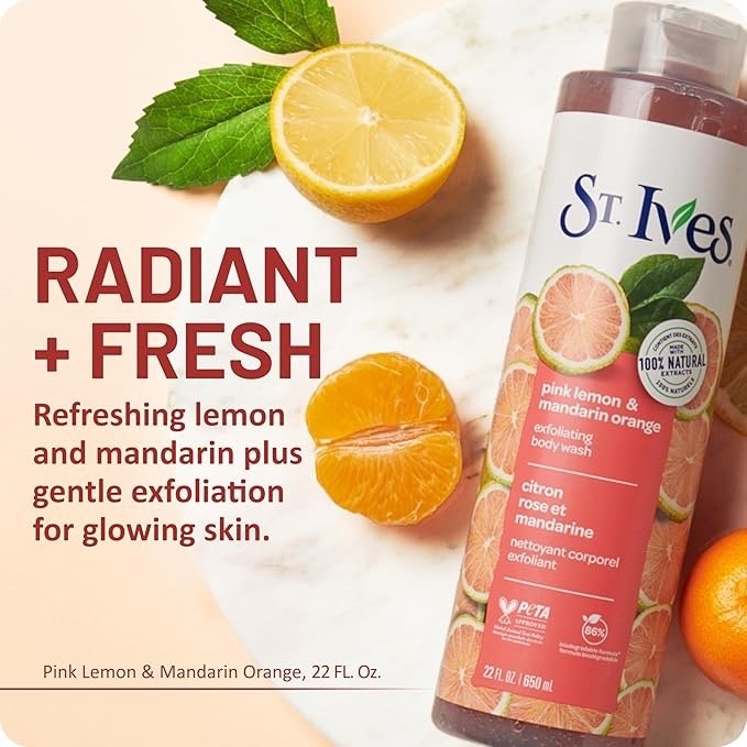 St. Ives Body Wash Pink Lemon and Mandarin 22 Fl Oz (Pack of 1), No Color