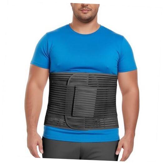 Abdominal Binder, 12-Inch Wide Elastic Belly Wrap for Plus Size XX-Large Black