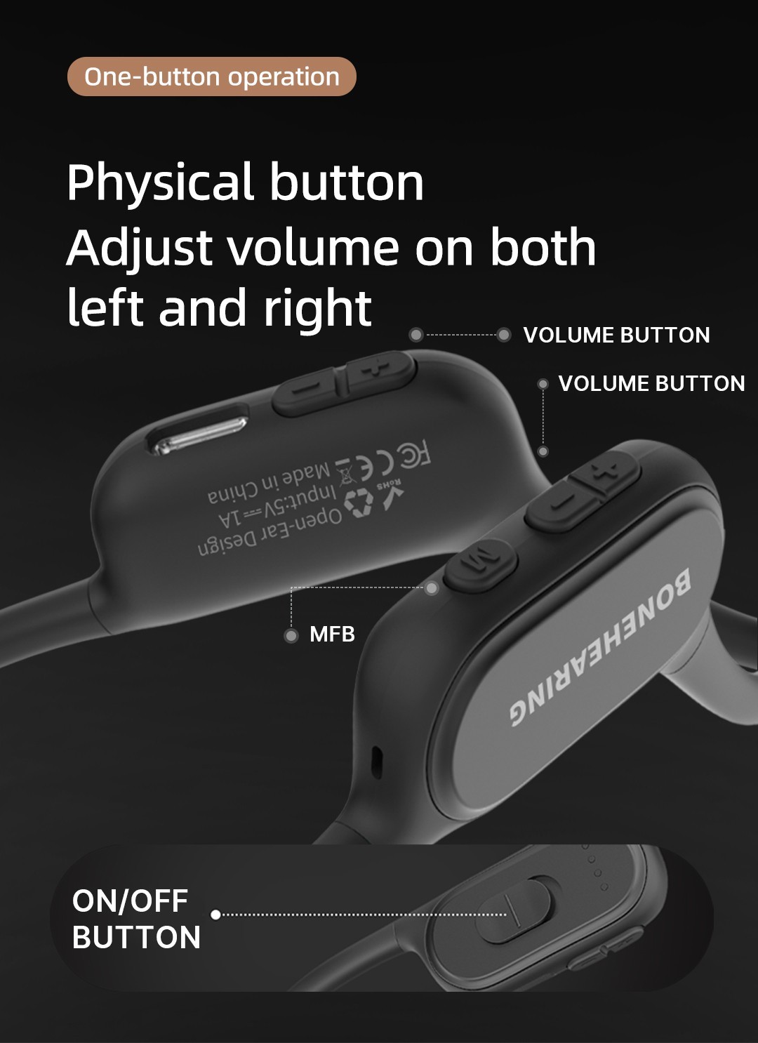 Bone Conduction Hearing Aids 2 Independent Volume Control 3 Band Selection 2in 1