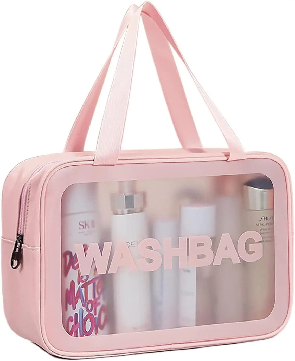 Large Capacity Dust Proof Make Up Storage Handbags PVC Fashion Transparent