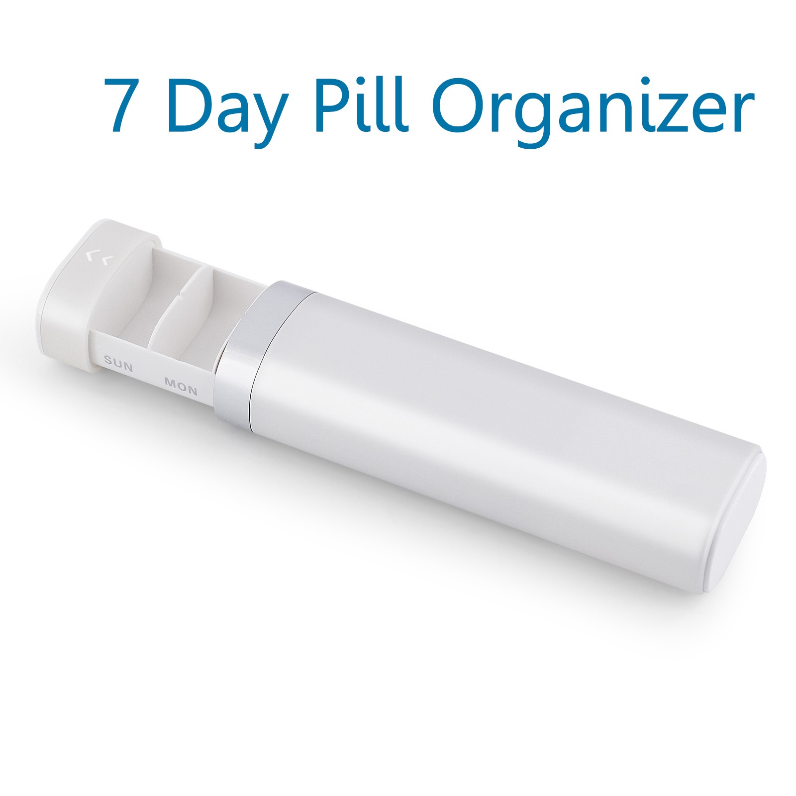 2 PK GREENCYCLE White Pill Organizer Box 7 Day, Weekly Travel Pill Case Holder