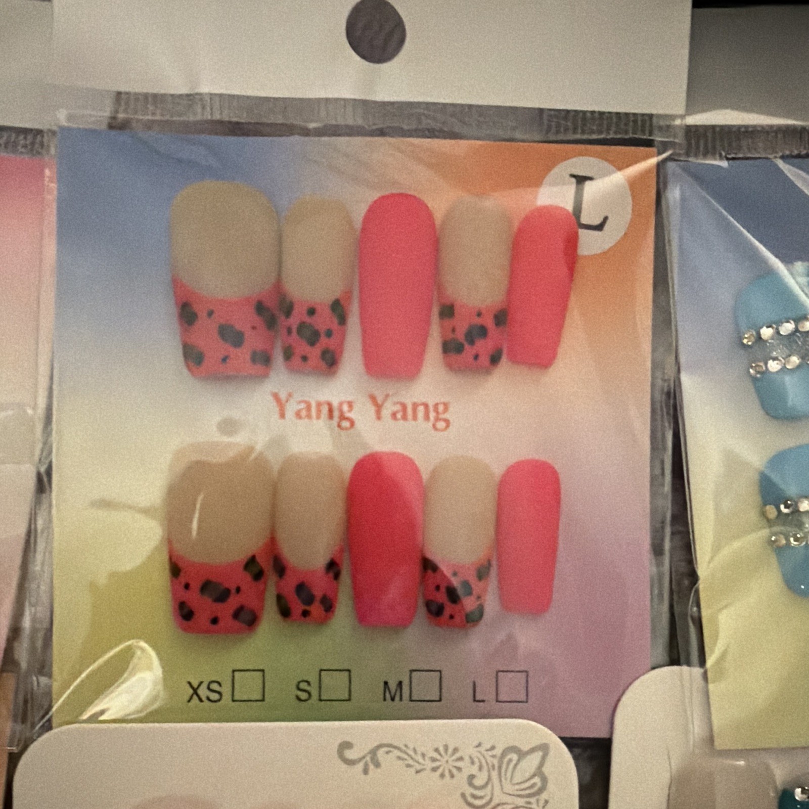 Press-On Nails Lot Square 3D Multicolor Pre-Designed Size Large