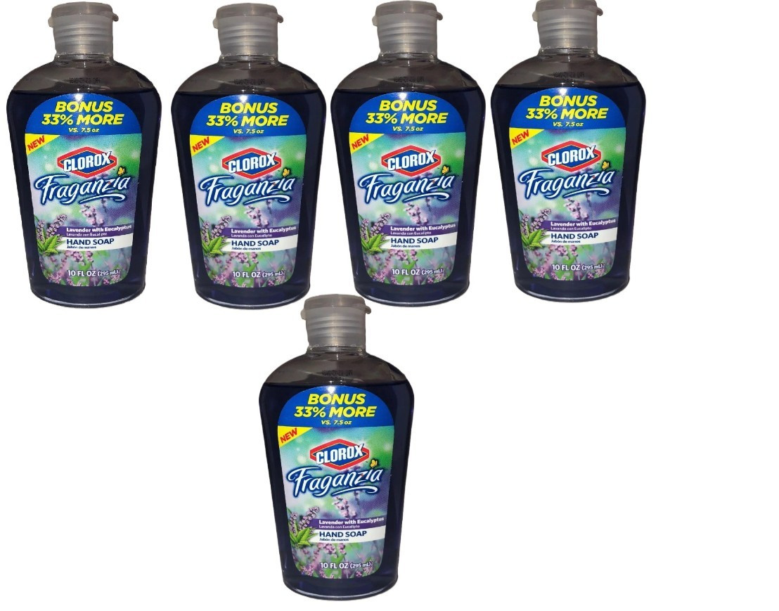 5 NEW CLOROX FRAGANZIA LAVENDER WITH EUCOLYPTUS HAND SOAP WASH 10 FL OZ