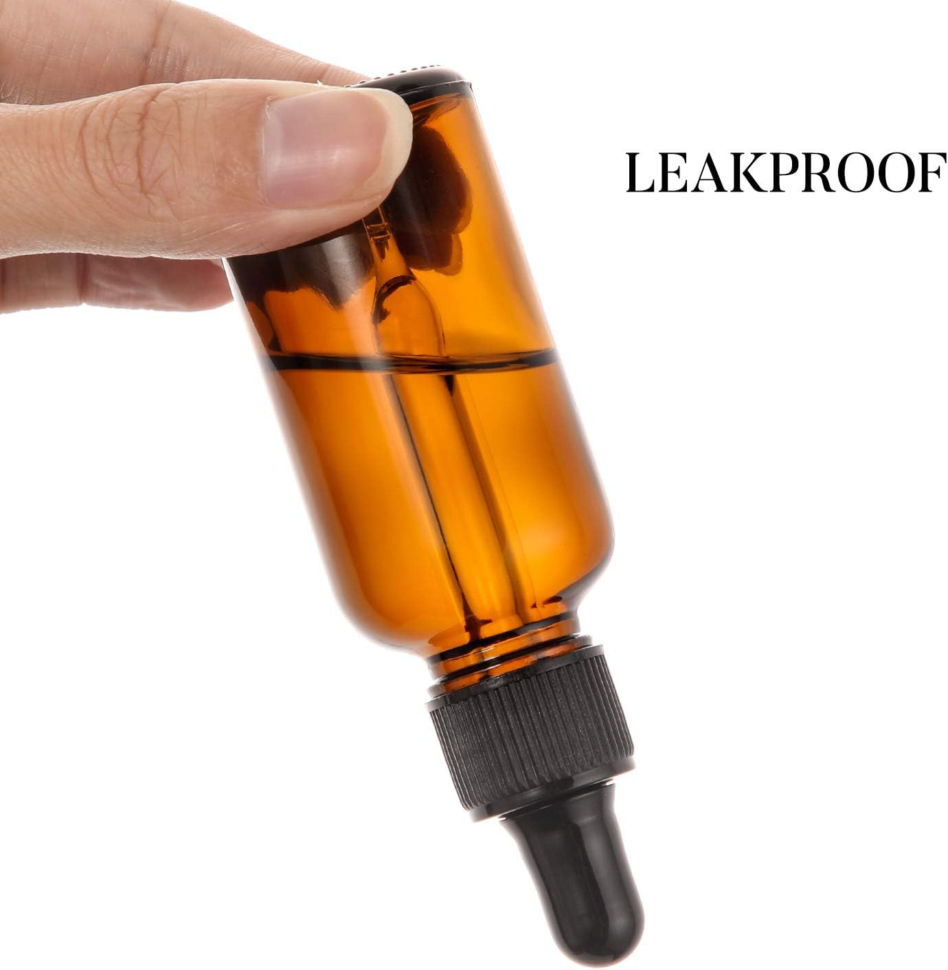 12 Pcs, 1 Oz Amber Dropper Bottles W/ 3 Stainless Steel Funnels & 1 Long Glass D
