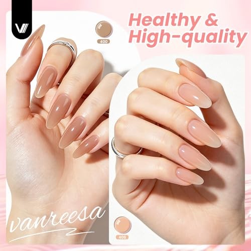 24Pcs Jelly Gel Nail Polish Set -Soft Milky White Nude Pink Red Brown Jelly