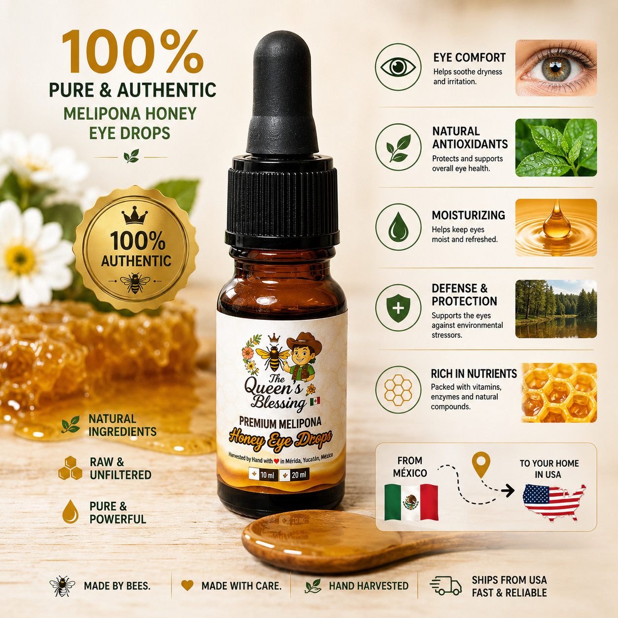 JIMERITO HONEY, MIEL MELIPONA GOTAS, 10ML,100% PURE ORIGINAL HONEY FROM MEXICO!