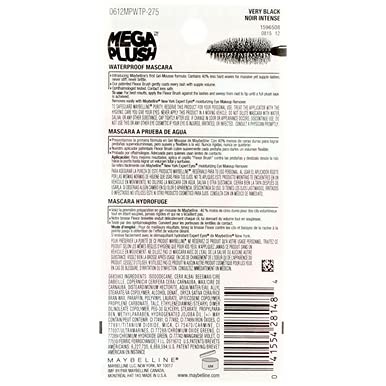 Maybelline Volum’ Express The Mega Plush Waterproof Mascara, 275 Very Black