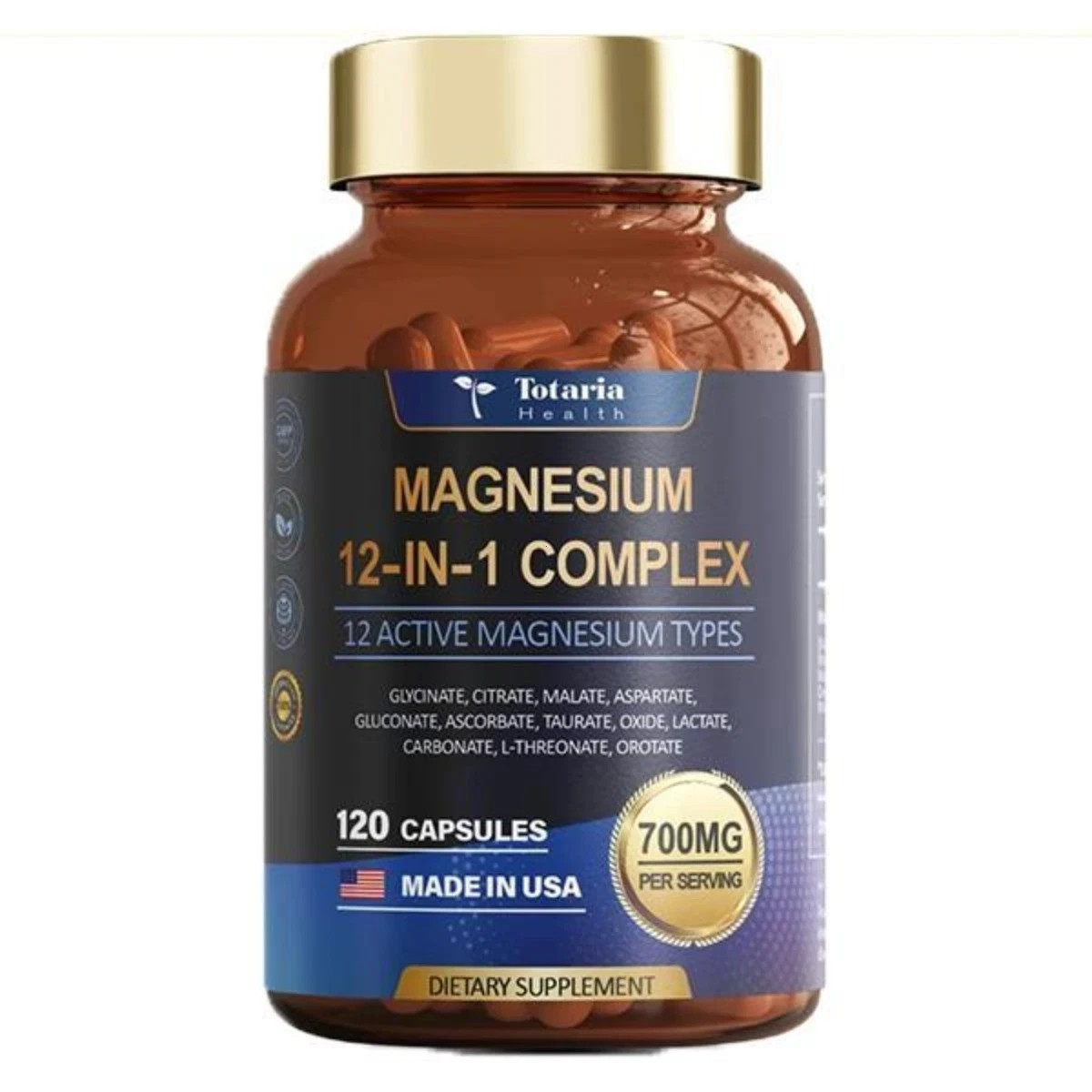 Totaria Magnesium 12-in-1 Complex ,12 Active Forms for Muscle & Relaxation,700mg