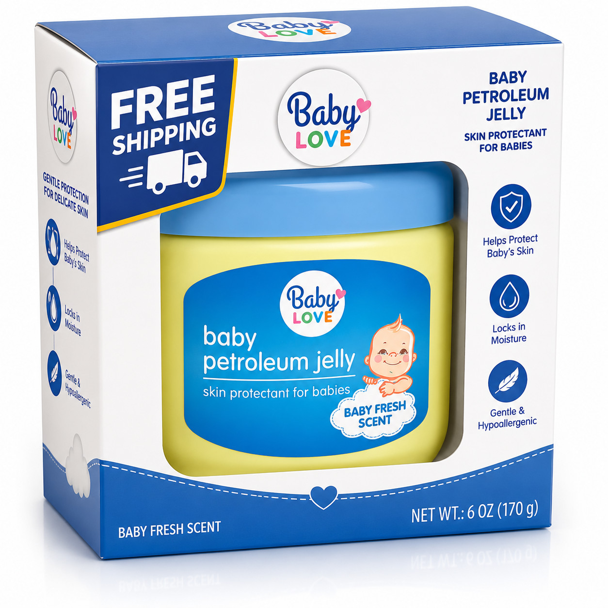 Baby Love Petroleum Jelly Baby Fresh Scent Skin Protectant 6oz Jar