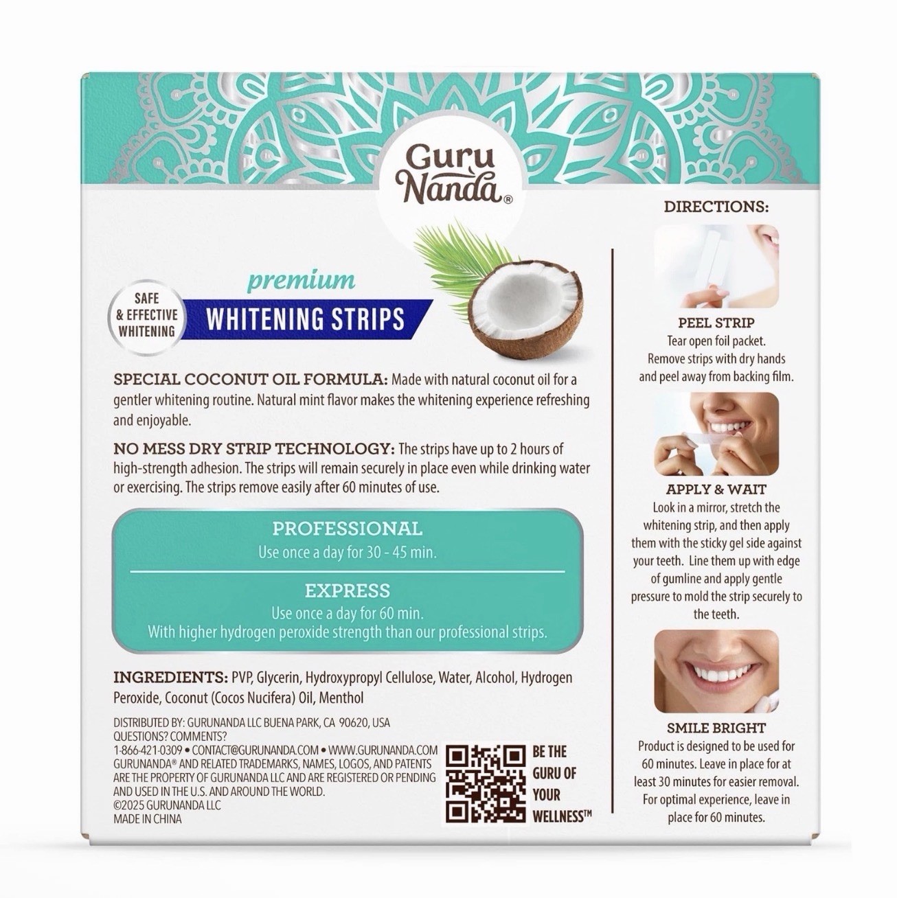 GuruNanda Teeth Whitening Strips – 7-Day Treatment with Non-Slip,