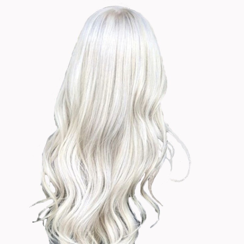 Role Playing With Long Curly Hair Large Wavy Black Gray Dyed Wigs Silver White