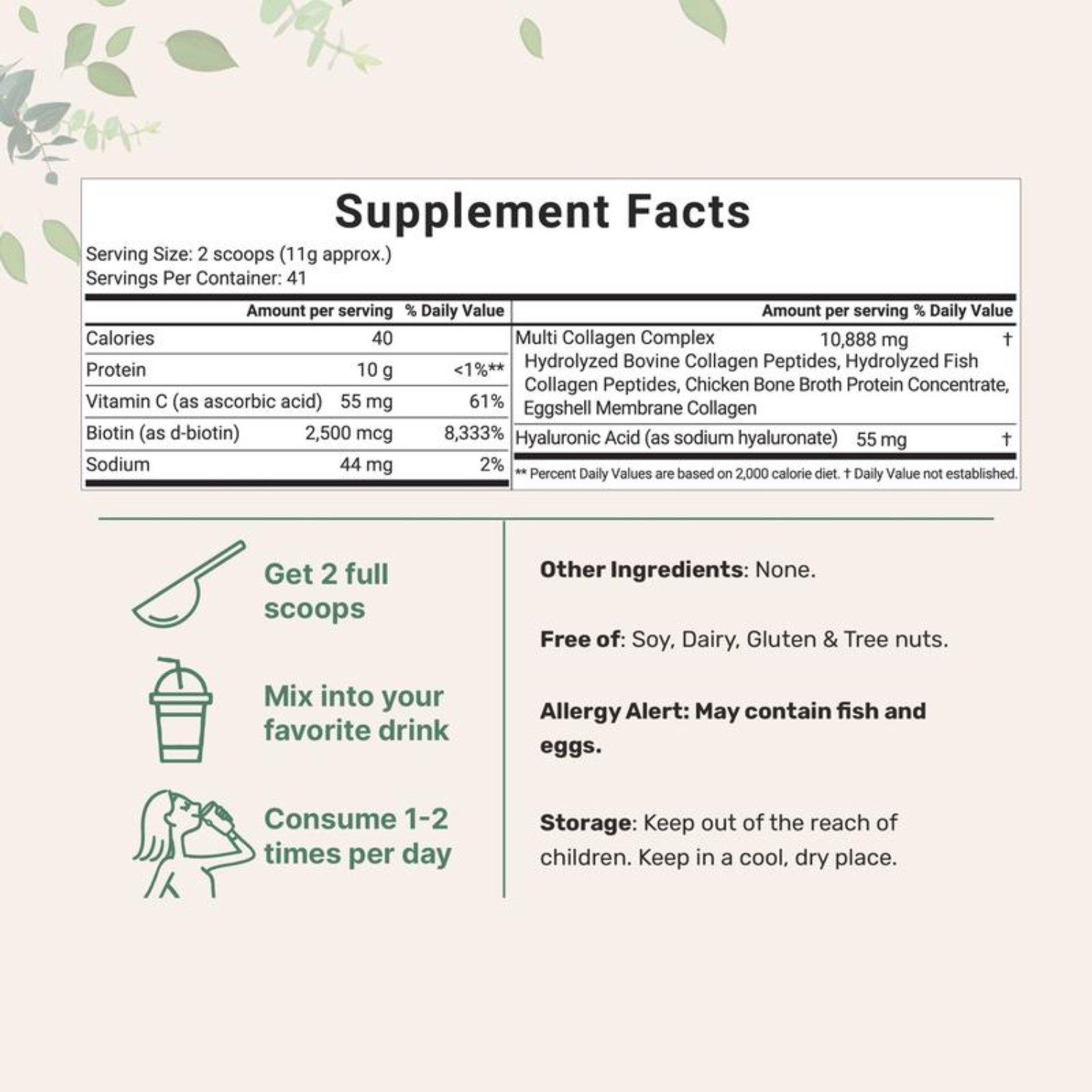 Micro Ingredients Hydrolyzed Multi Collagen (I,II,III,V,X) , Unflavored