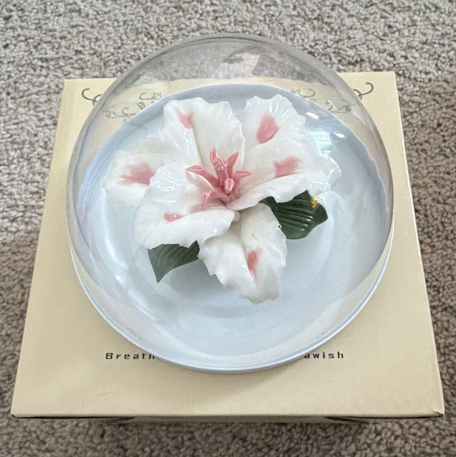CERAWISH Ceramic Flower Aromatherapy Aroma Diffuser, 15cm White/Pink/Green 1pc