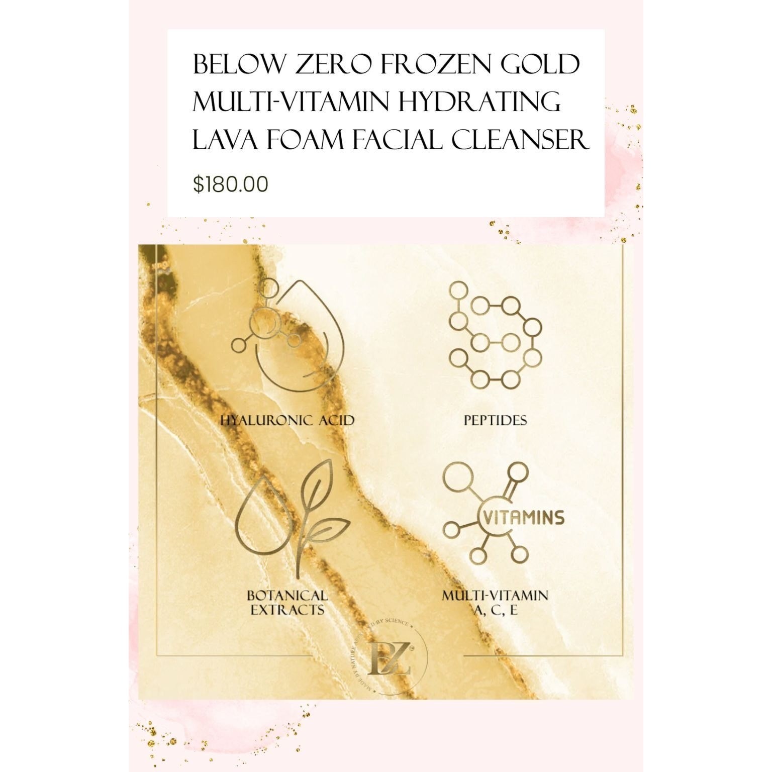 Below Zero Frozen Gold Multi-Vitamin Hydrating Lava Foam Facial Cleanser 150ml