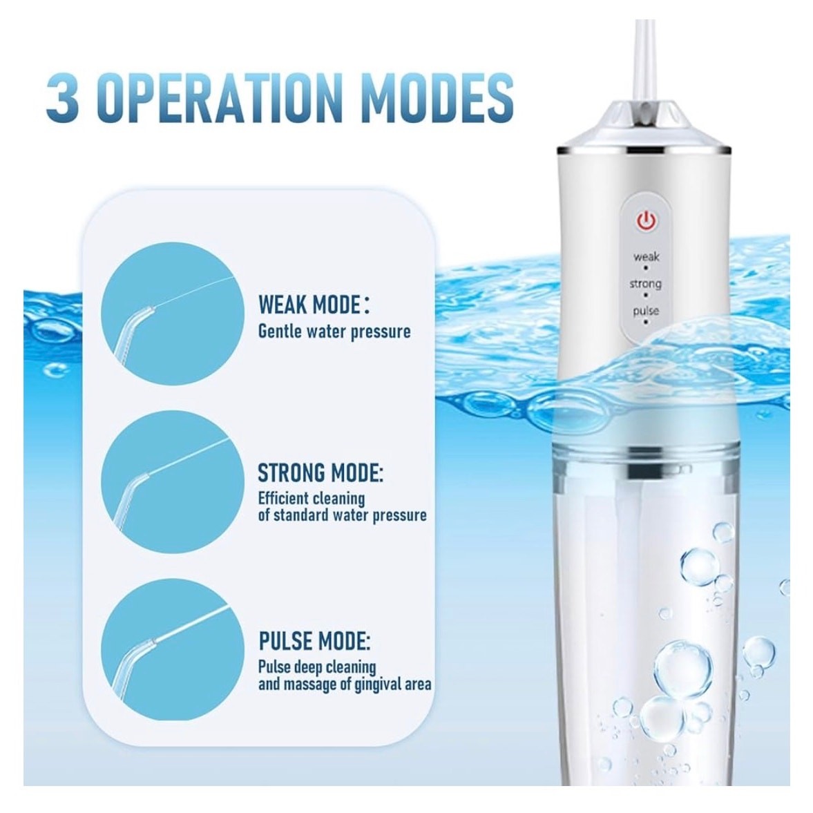 Portable Water Flosser Rechargeable Battery Cordless 4 Floss Picks Teeth Cleaner
