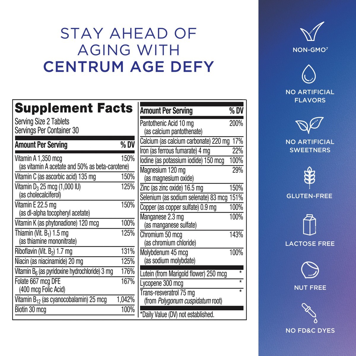 Centrum Age Defy Mens High Potency Multivitamin Caplets – 60ct